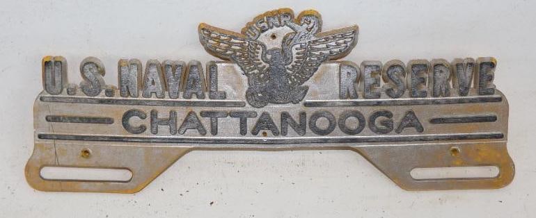US Naval Reserve Chattanooga Plastic Advertising License Plate Topper (1 of 2)