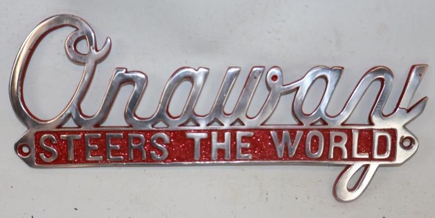 Oraway Steers the World Aluminum Recast Advertising License Plate Topper: 11.5" x 5"