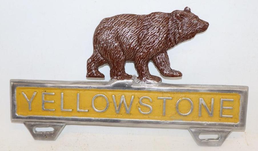 Yellowstone Aluminum Recast Advertising License Plate Topper (1 of 2)