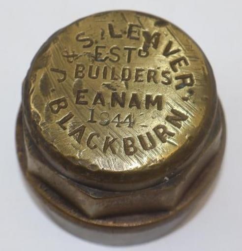 J & S Leaver Builders Carriage Brass Automobile Threaded Hubcap: 3" diameter