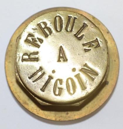 Reboule A Digoin Carriage Brass Automobile Threaded Hubcap: 1.75" diameter