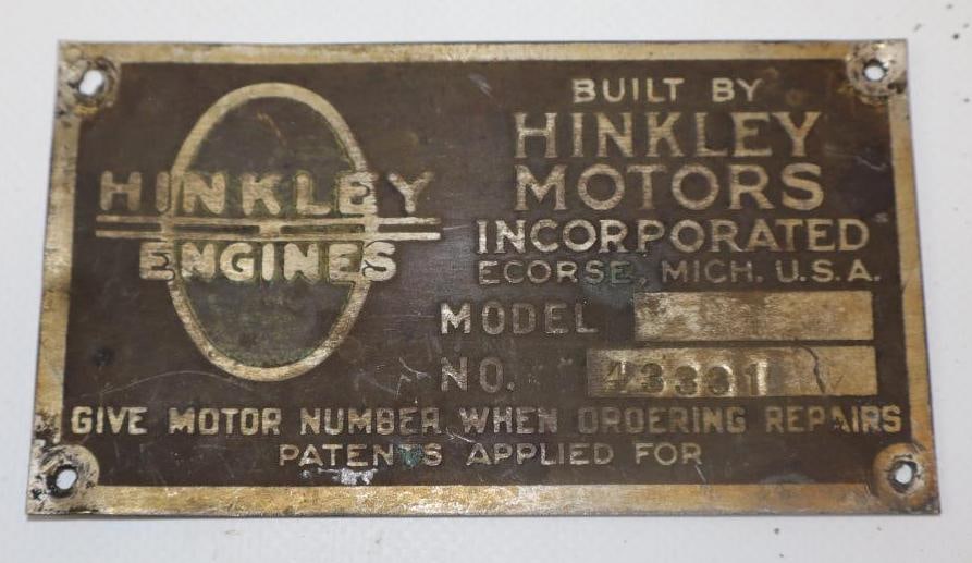 Hinkley Motors Serial Data Tag Emblem (1 of 2)