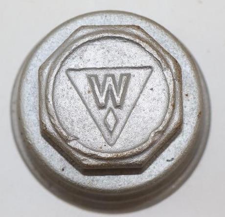 Embossed W Cast Iron Threaded Automobile Hubcap (1 of 2)