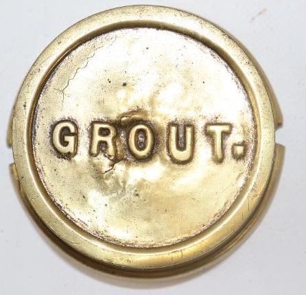 Grout Brass Threaded Automobile Hubcap: 2.75" diameter