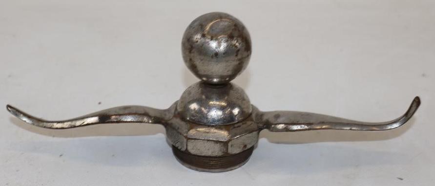 Round Globe on Winged Base Automobile Radiator Mascot Hood Ornament (1 of 3)