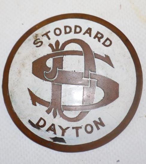 1909-1913 Stoddard Dayton Automobile Radiator Emblem: 2.50" diameter, cloisonne