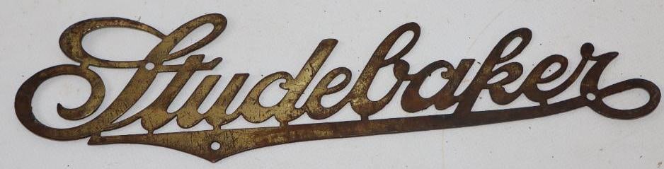 Brass Studebaker Motor Car Co Radiator Emblem Script (1 of 2)