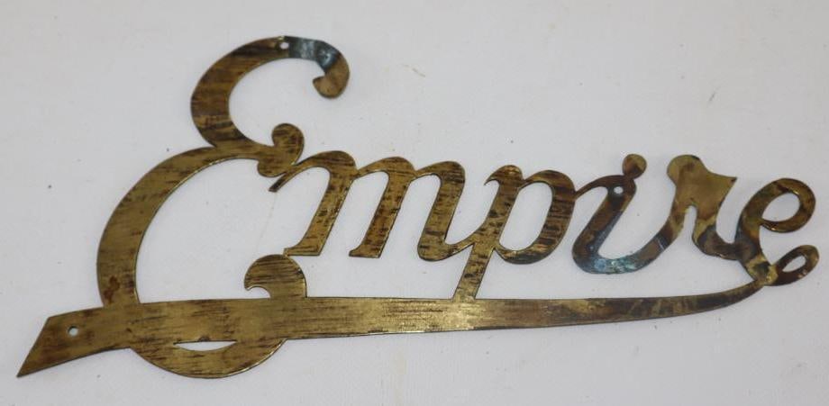 Brass Empire Motor Car Co Radiator Emblem Script (1 of 2)