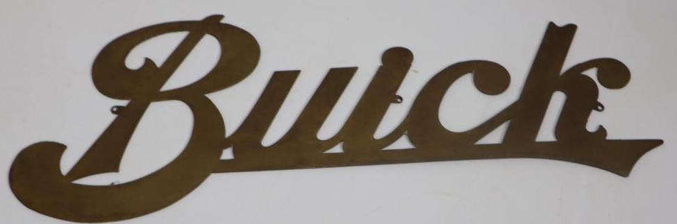 Large Brass Buick Motor Car Co Radiator Emblem Script (1 of 2)