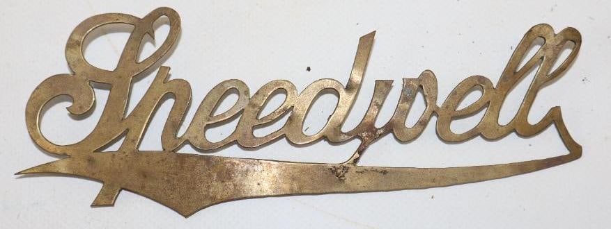 Brass Speedwell Motor Car Co Radiator Emblem Script (1 of 2)