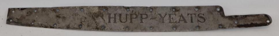 1911-1916 Hupp-Yeats Electric Car Sill Plate Emblem: 20" x 2.25"