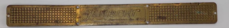 Brass 1910's Lambert Motor Car Co Sill Plate Emblem (1 of 2)