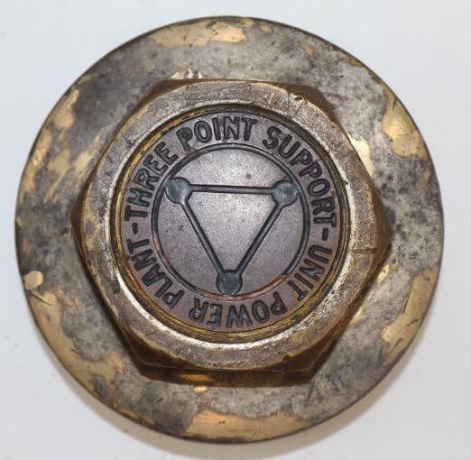 Stevens Duryea Power Plant-Three Point Support-Unit Brass Threaded Automobile Hubcap: 4.25" diameter