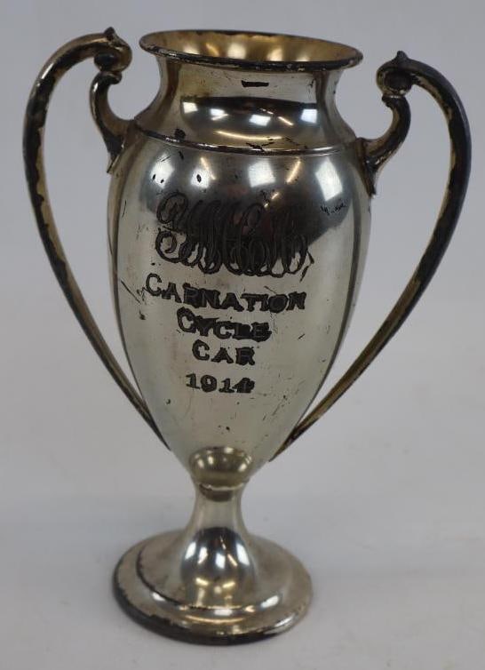 1914 Carnation Cycle Car Trophy: 5" x 2.50" x 7"