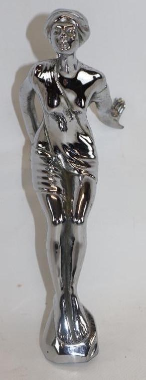Diving Lady Automobile Radiator Mascot Hood Ornament: 2.50" x 6.75" x 4", it is marked Reg Ed DFS