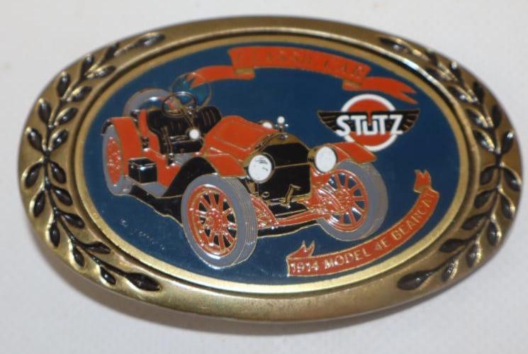 Solid Brass 1914 Stutz Belt Buckel: 3.50" x 2"