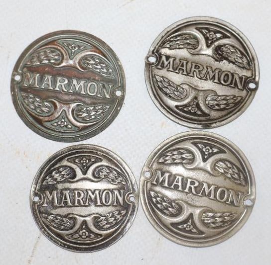 Set of 4 1920's Marmon Motor Car Co Hub Emblem Badges (1 of 2)