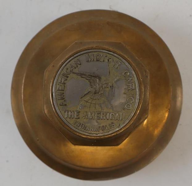 American Underslung Motor Car Co. Brass Threaded Automobile Hubcap (1 of 3)