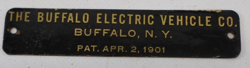 1912/15 The Buffalo Electric Vehicle Company Brass ID/Body Name Tag: 4.25" long