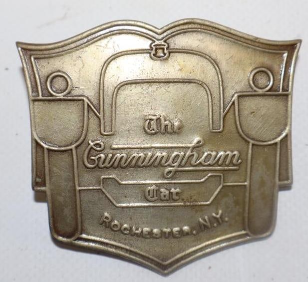1917-1929 Cunningham Motor Car Co Radiator Emblem Badge: 2.5" x 2.75"