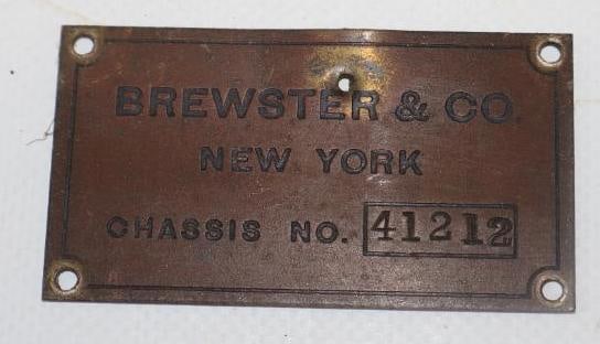 Brewster and Co Motor Cars Serial Data Tag Emblem (1 of 2)