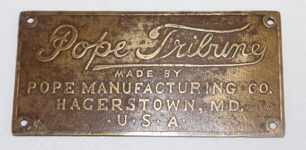 Pope Tribune Brass Emblem Badge: 1.5" x 3"