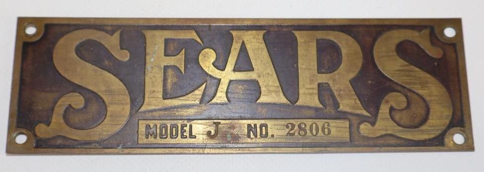 Sears Highwheel Model J Brass Serial Data Tag Emblem (1 of 2)
