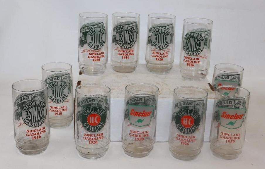 Group of 12 Sinclair Through The Years Automotive Car Scene Drinking Glasses (1 of 2)