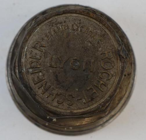 Rochet Schneider Lyon Brass Threaded Automobile Hubcap: 3.50" diameter