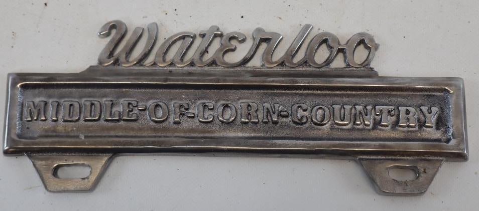 Waterloo Middle- of- Corn- Country Recast License Plate Topper: 10" x 4"