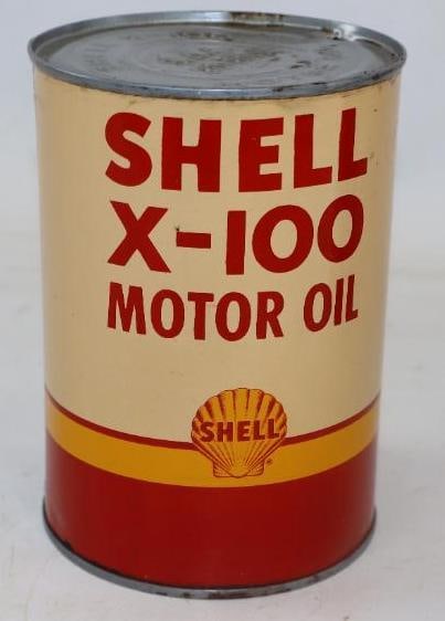 Shell X-100 Metal 1 Quart Oil Can (1 of 4)