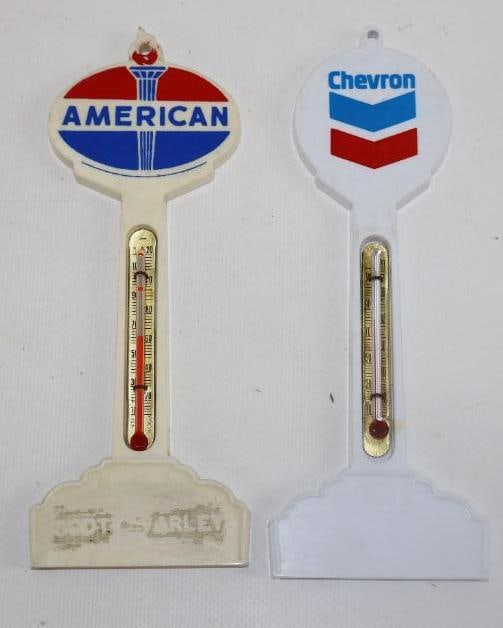 Group of 2 American and Chevron Advertising Plastic Thermometers (1 of 2)