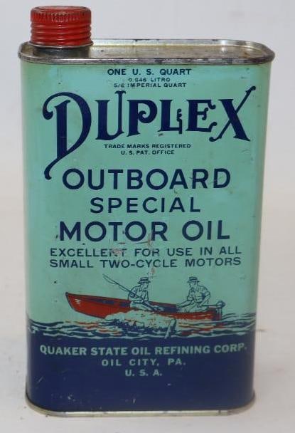 Quaker State Duplex Metal One Quart Outboard Oil Can (1 of 2)