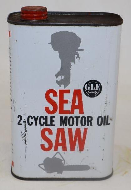GLF Sea Saw Two Cycle Metal One Quart Outboard Oil Can: Empty