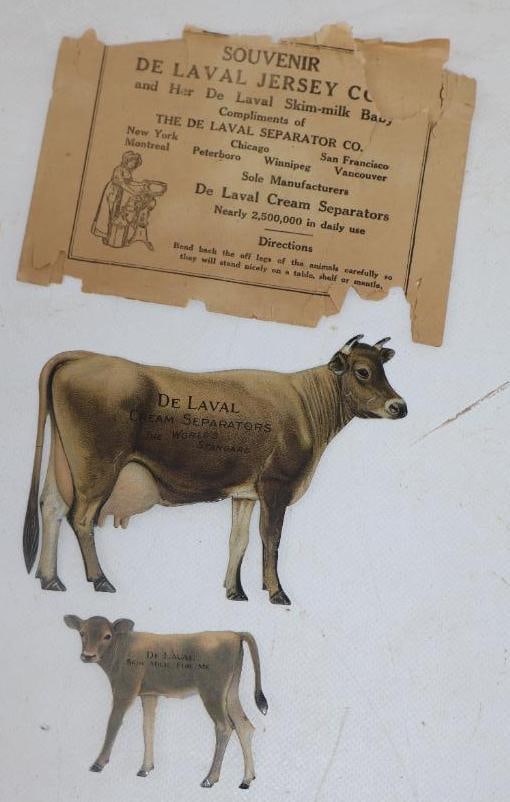 Group of 2 De Laval Cream Separators Metal Advertising Cow and Calf (1 of 2)