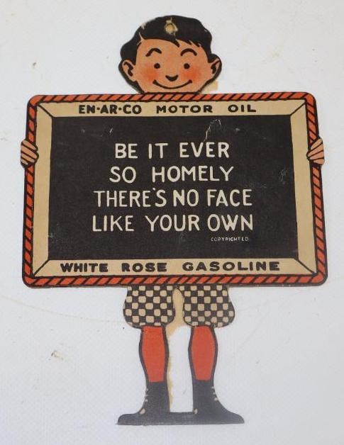 En-Ar-Co Motor Oil and White Rose Advertising Cardboard Display: 4.75''x7''