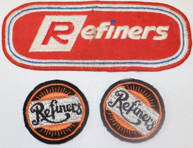 Group of 3 Refiners Advertising Patches: largest 7.5" x 3"