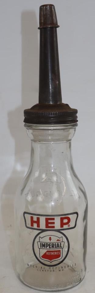 HEP Imperial Refineries Glass 1 Quart Oil Bottle (1 of 2)