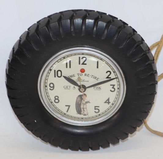 Fisk Time To Re-Tire Telechron Advertising Clock (1 of 4)