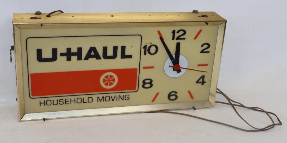 U-Haul Household Moving Light Up Sign and Clock: clock works but does not light up