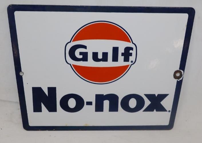 Gulf No-Nox Porcelain Gas Pump Plate (1 of 2)