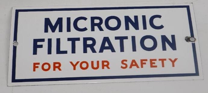 Gulf Micronic Filtration For Your Safety Porcelain Gas Pump Plate (1 of 2)