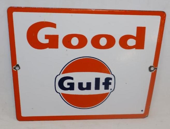 Good Gulf Porcelain Gas Pump Plate (1 of 2)