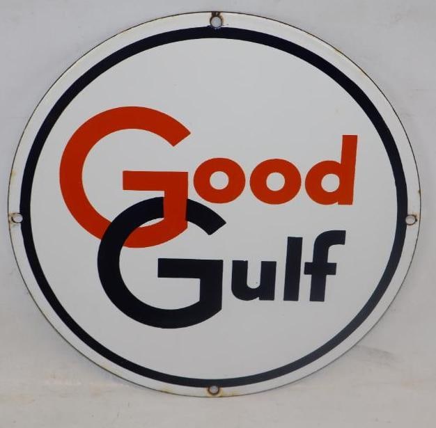 Good Gulf Porcelain Gas Pump Plate (1 of 2)