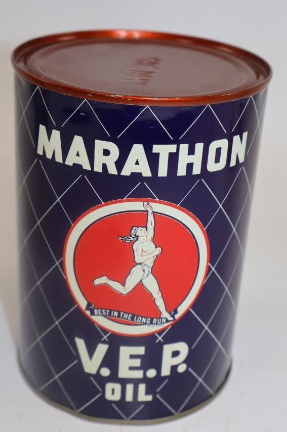 Marathon V.E.P. Best In The Long Run Metal 1 Quart Oil Can (1 of 4)