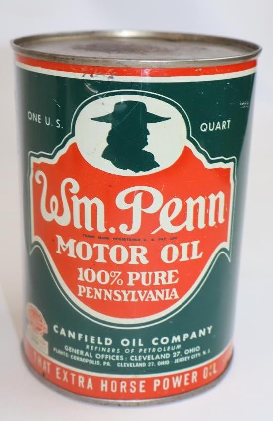 Wm. Penn Canfield Oil Metal 1 Quart Oil Can (1 of 4)