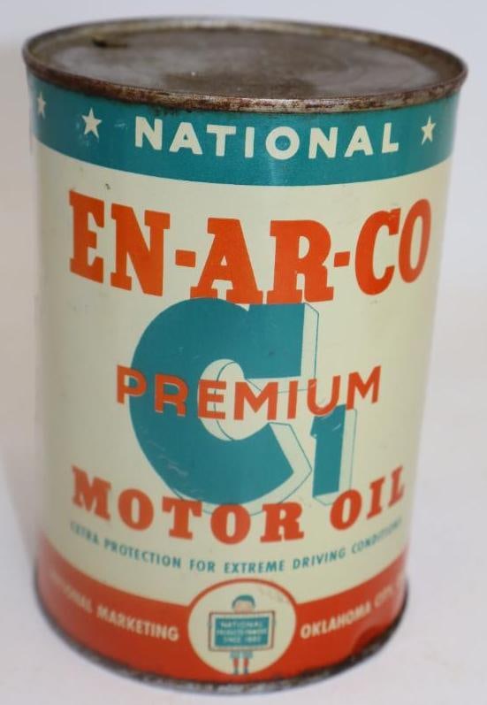 National En-Ar-Co C1 Metal 1 Quart Oil Can: 32 ounces empty