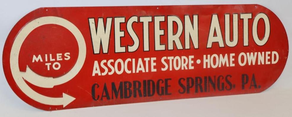 Embossed Western Auto Associates Store Single Sided Tin Advertising Sign (1 of 4)