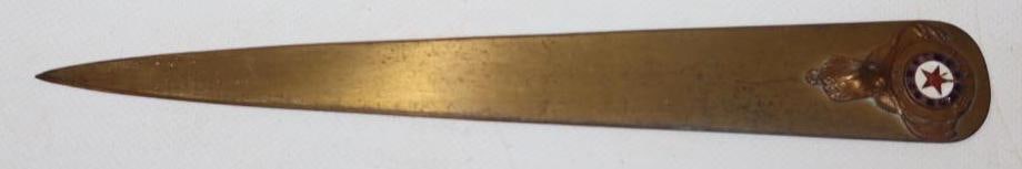1914 Denver Elk Cloisonne Brass Letter Opener: 9" long