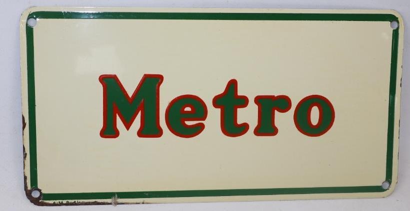 Mobil Metro Gas Pump Plate Advertising Sign (1 of 2)